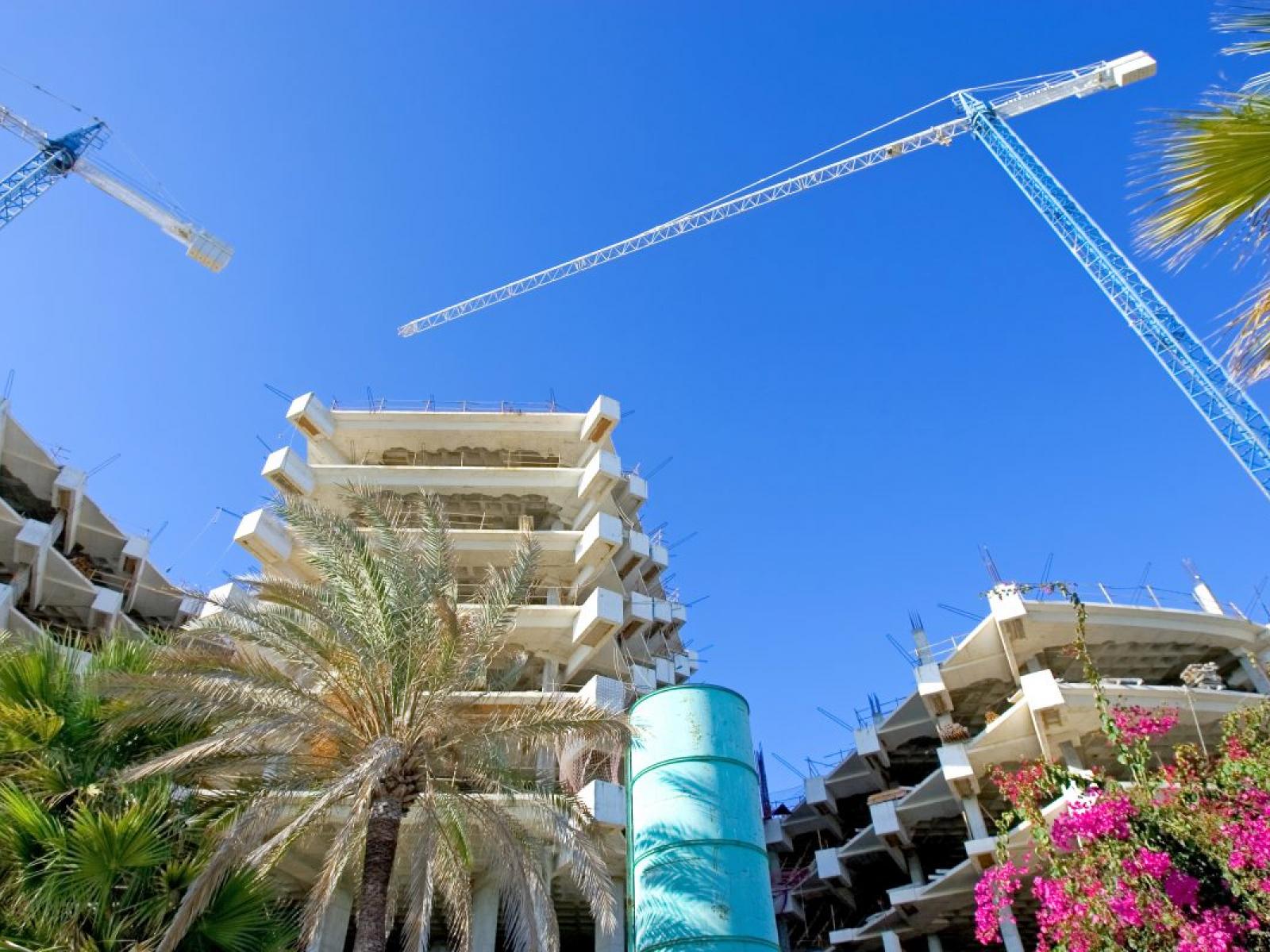 Ants views of a building site on a sunny day