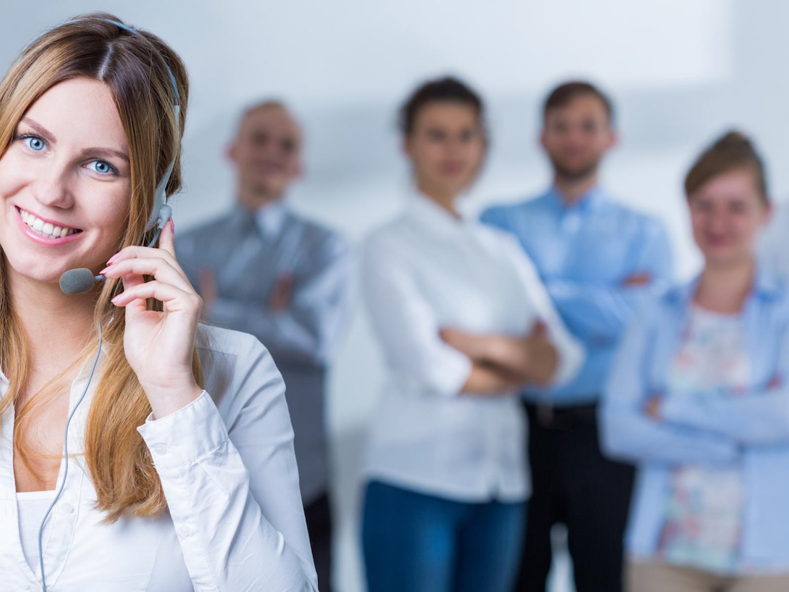 Female telephonist in headset