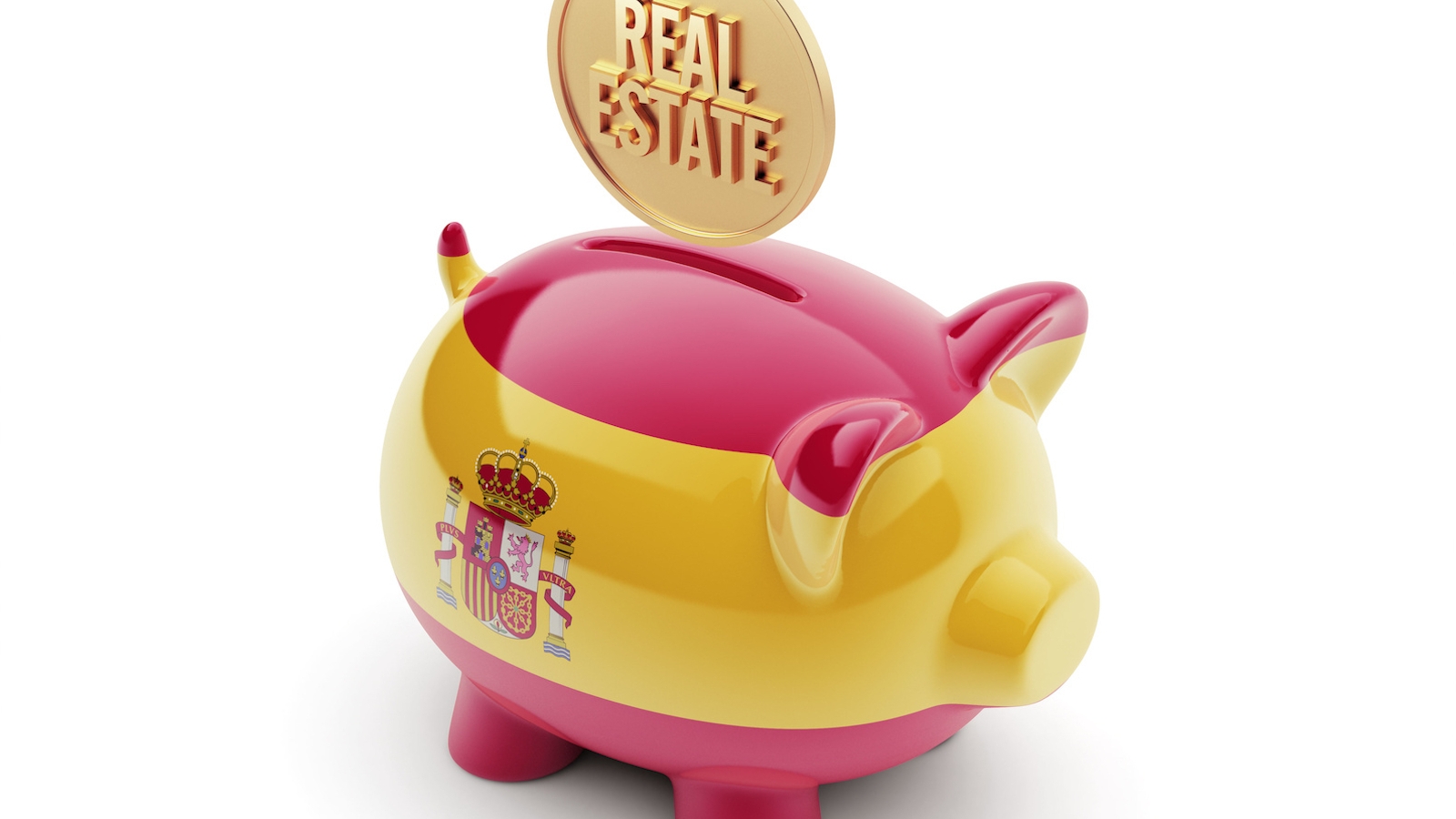 spanien sparegris med real estate mønt 1